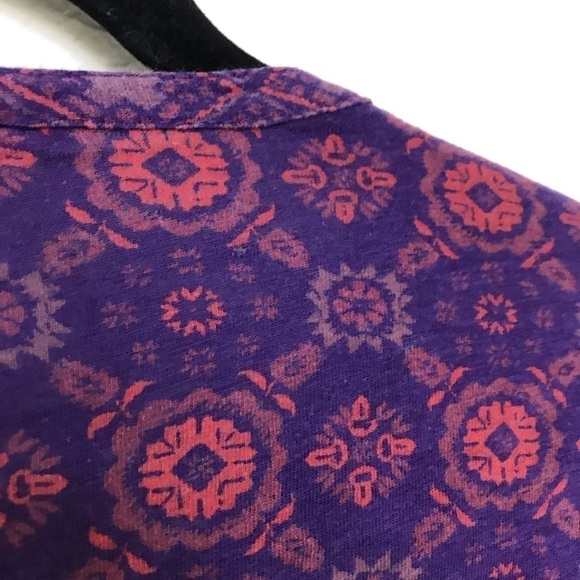 Lucky Brand Pink/Purple V Neck Printed Top - Picture 3 of 5